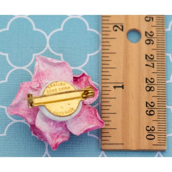 Vintage Bright Pink Rose Brooch by English Bone China - R14 - Picture 3 of 3